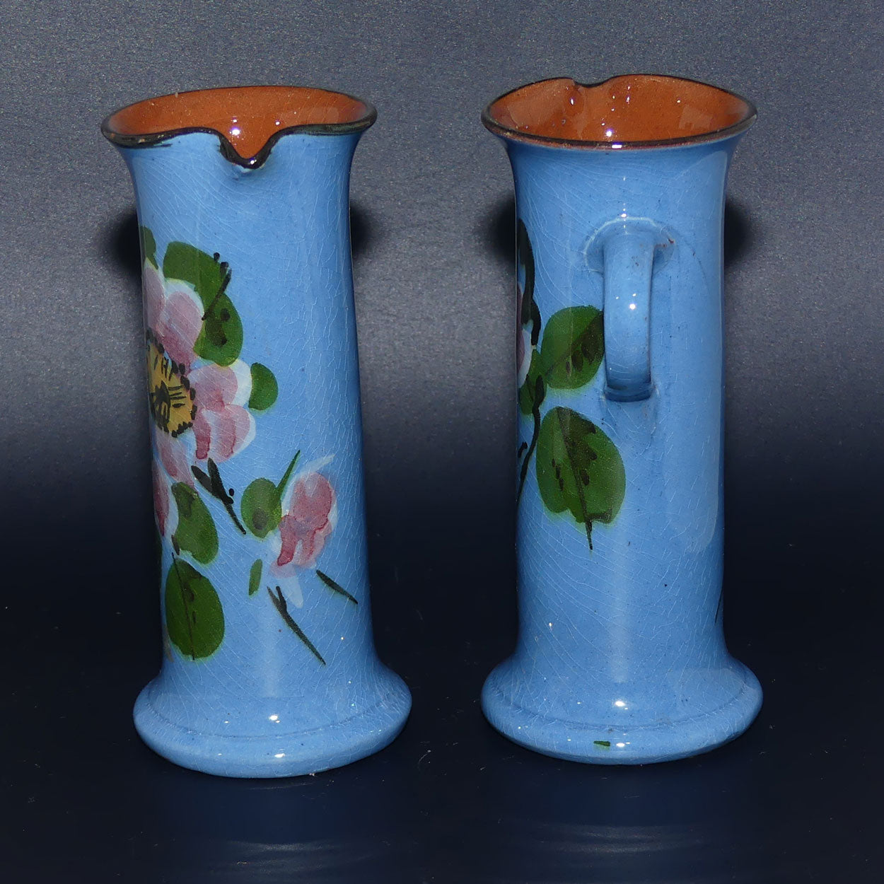 Torquay Ware | Motto Ware | Pair of Blue Floral decorated jugs