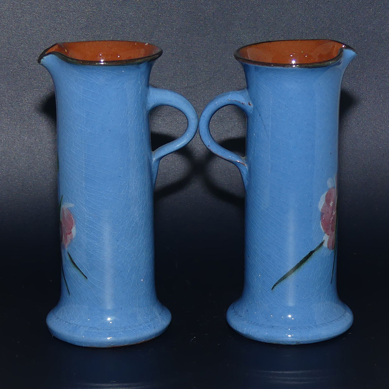Torquay Ware | Motto Ware | Pair of Blue Floral decorated jugs