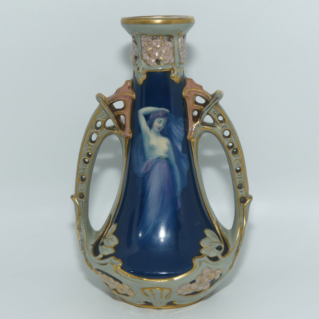 Ernst Wahliss Vienna Australia pair of Art Nouveau vases with Maidens | signed RP