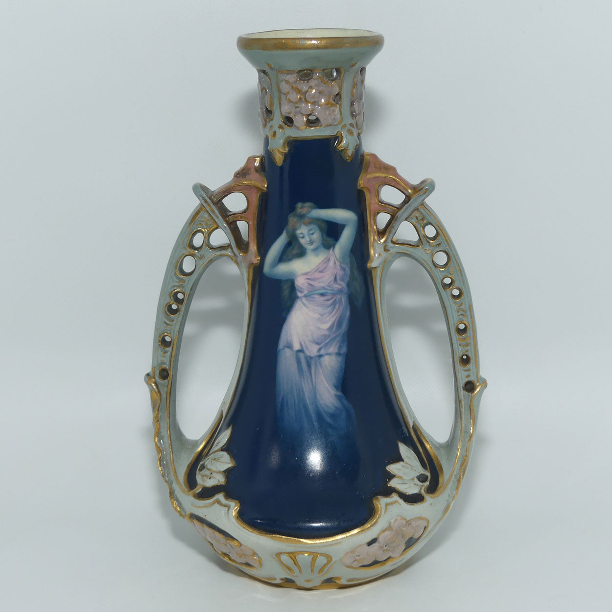 Ernst Wahliss Vienna Australia pair of Art Nouveau vases with Maidens | signed RP