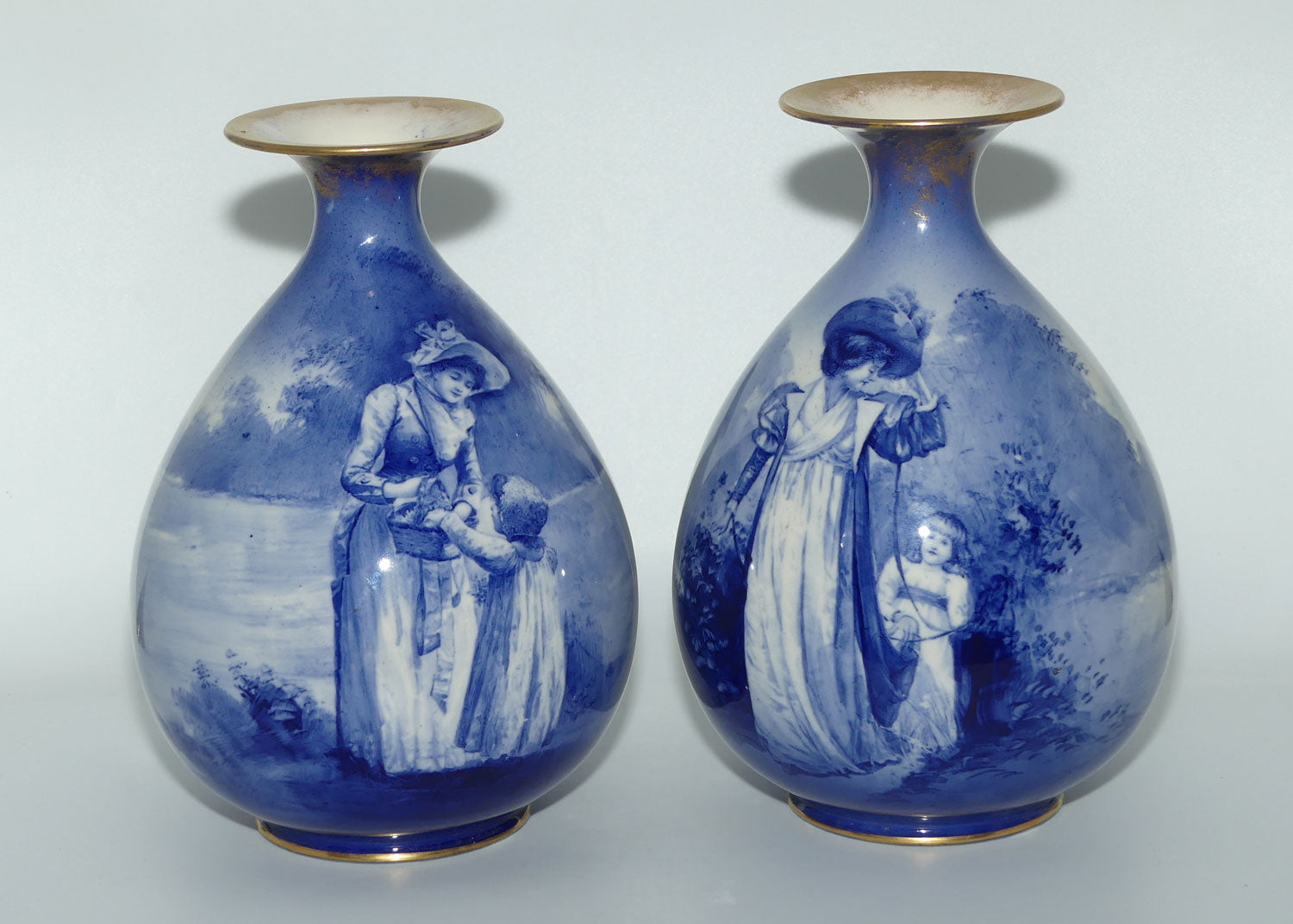Royal Doulton Blue Children pair of Ovoid Shaped Vases