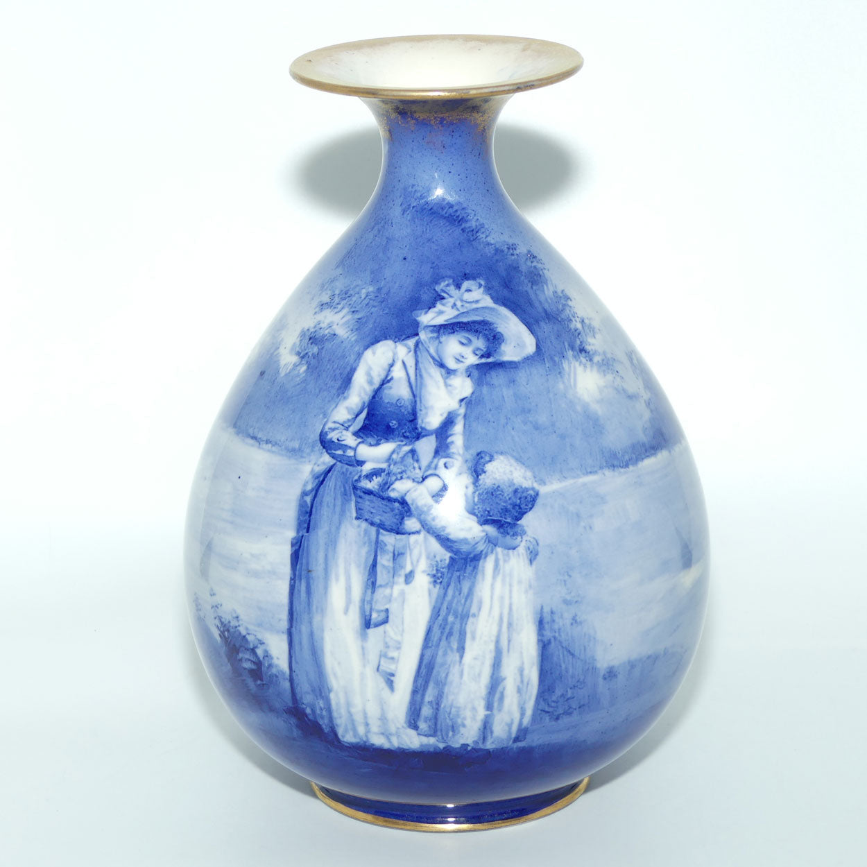 Royal Doulton Blue Children pair of Ovoid Shaped Vases