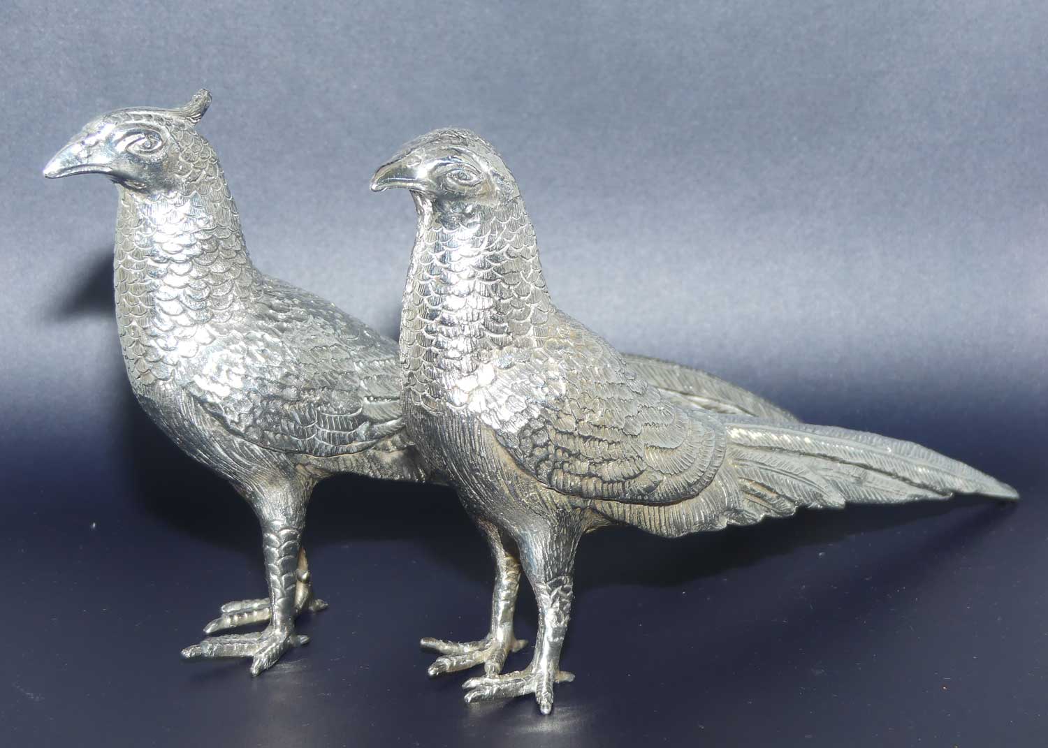 Pair of Silver Plated Pheasant figures