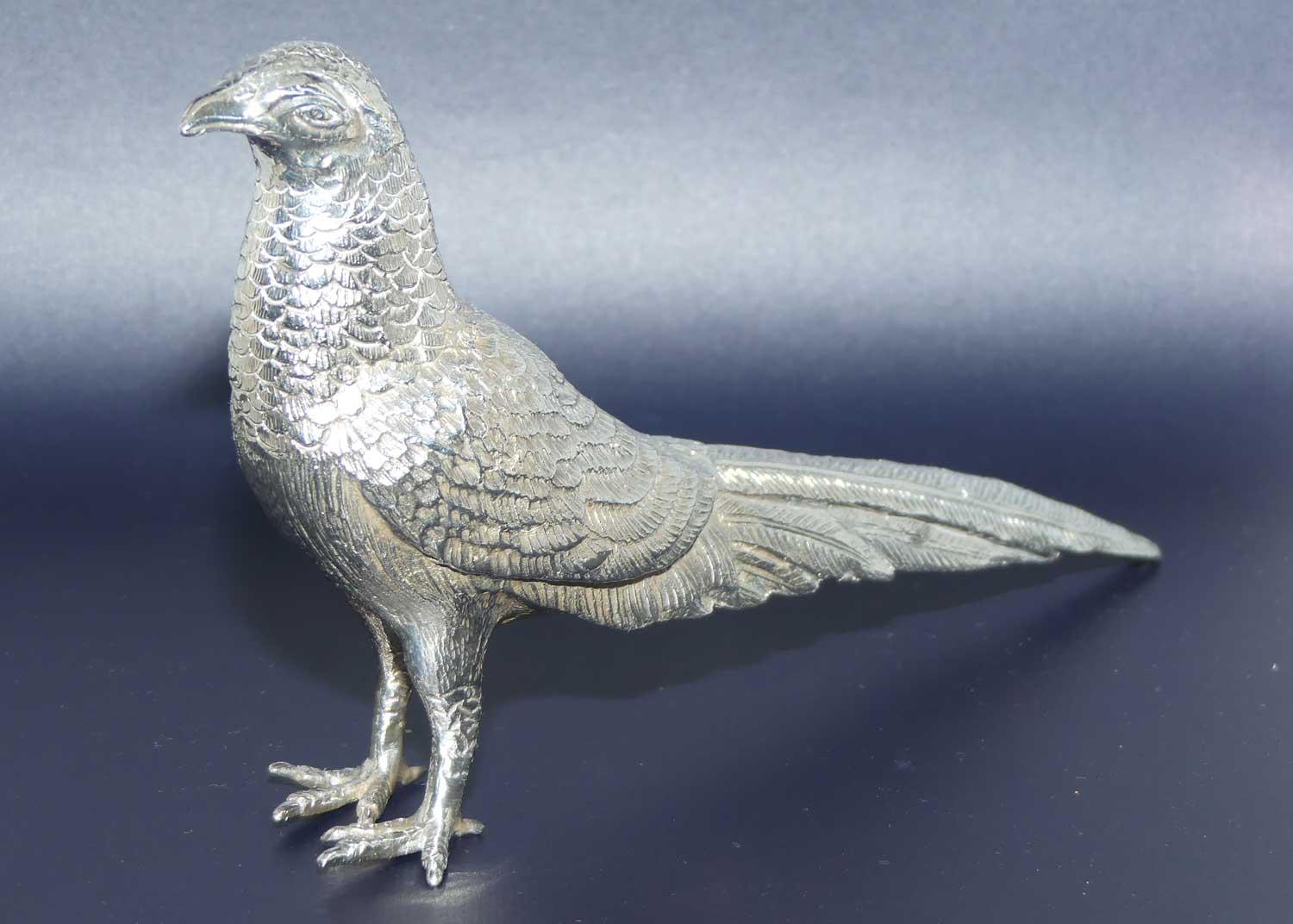Pair of Silver Plated Pheasant figures