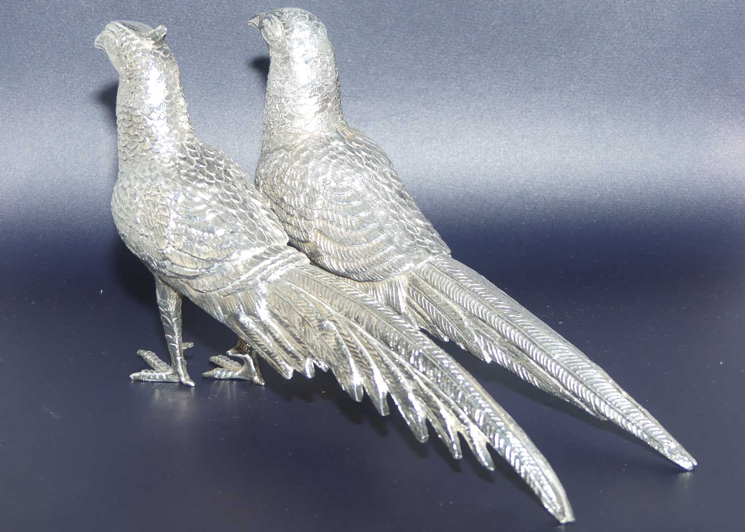Pair of Silver Plated Pheasant figures