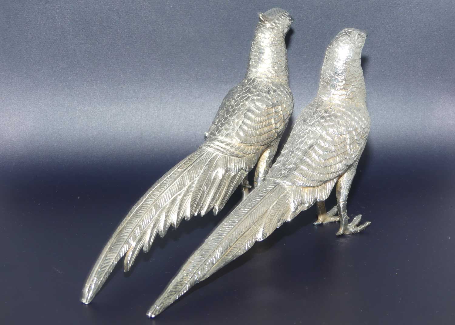 Pair of Silver Plated Pheasant figures