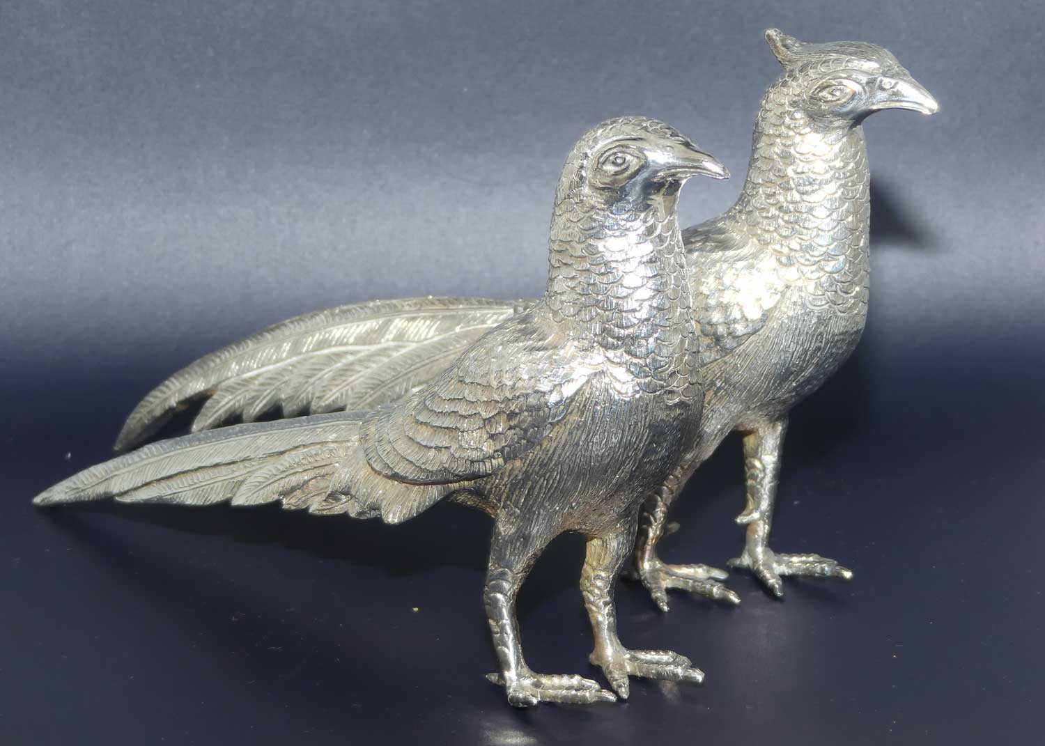 Pair of Silver Plated Pheasant figures