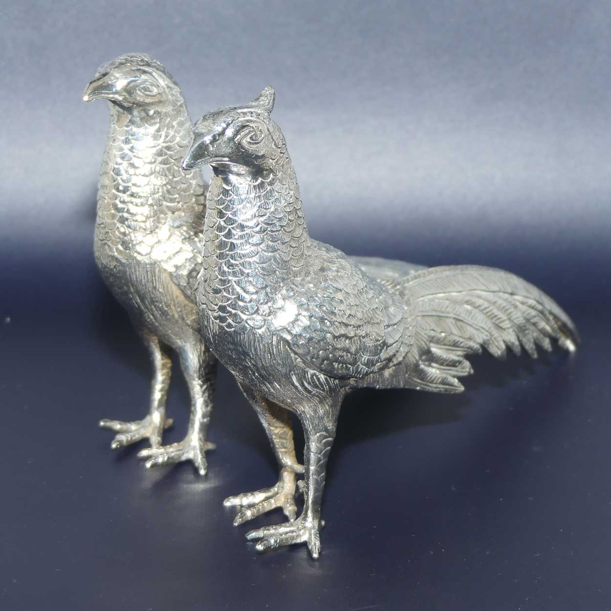 Pair of Silver Plated Pheasant figures