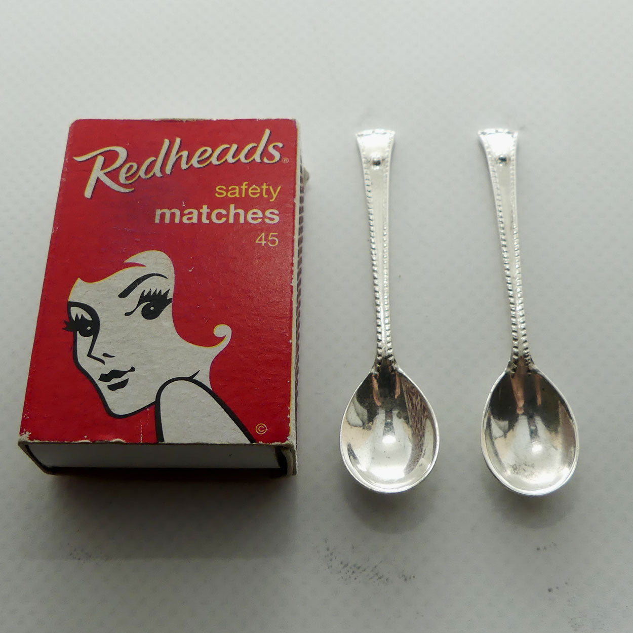 Pair of miniature Sterling Silver salt or cruet spoons | most likely Australian make