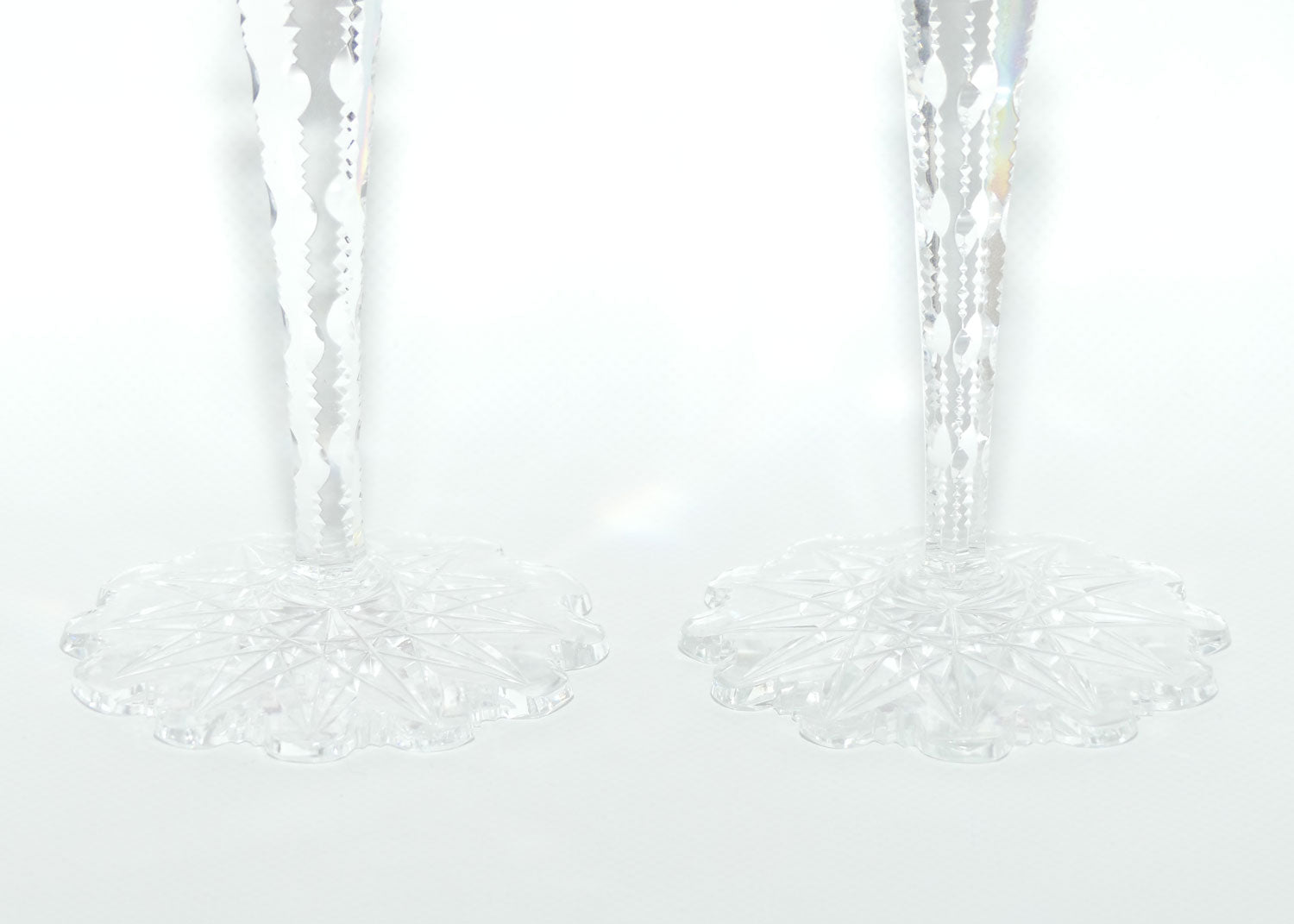 Pair of Val St Lambert Verrept pattern wine glasses | One Rose and One Violet