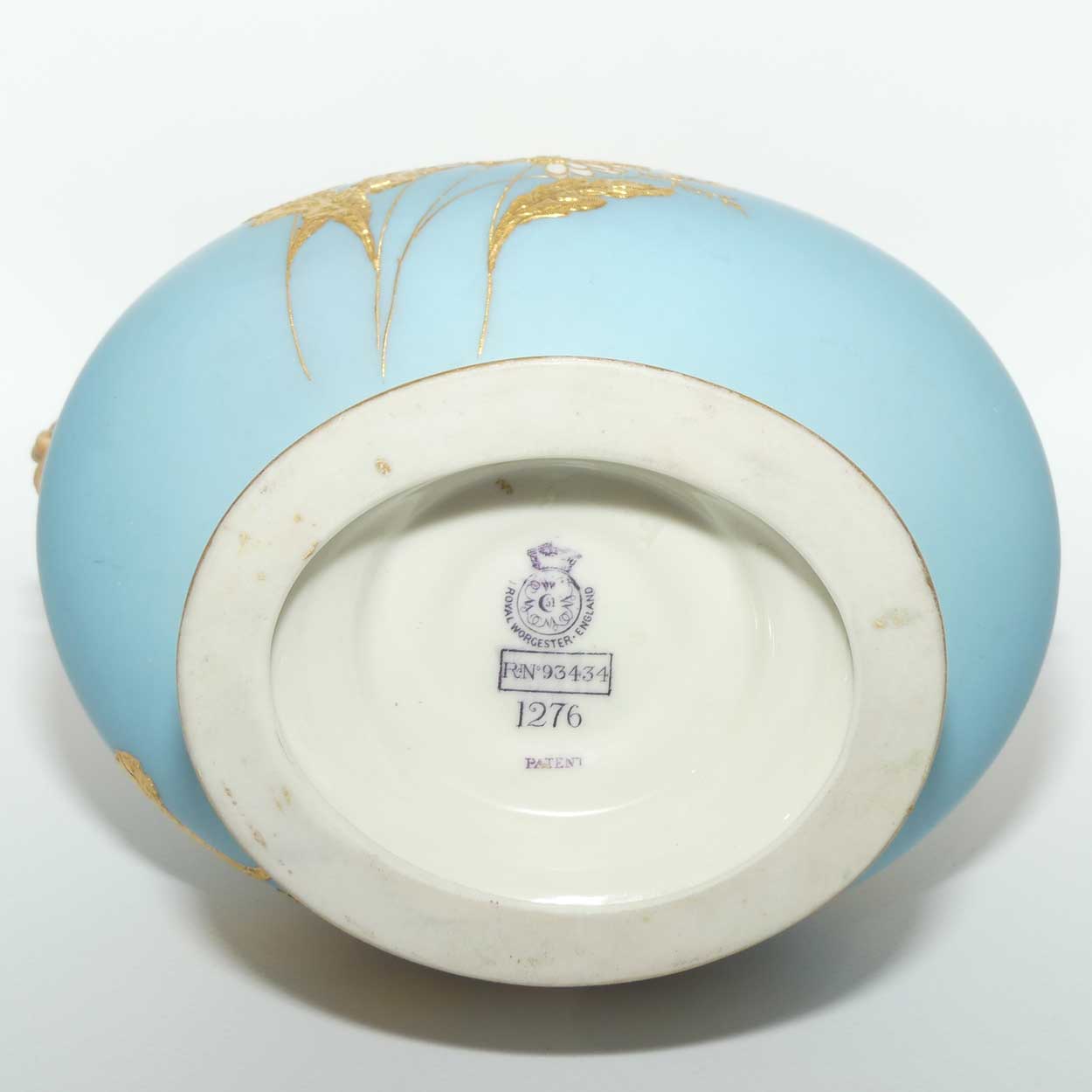 Royal Worcester Blush Ivory and Turquoise Blue hand painted and gilt floral vase | Daisies