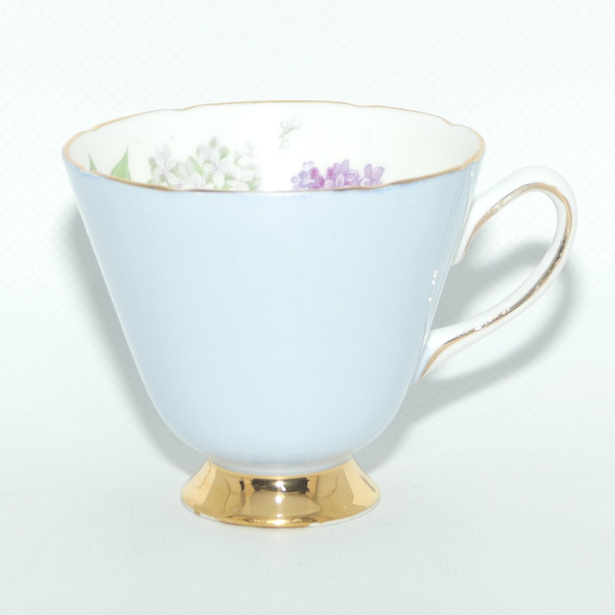 Old Royal Bone China Pale Blue trio | Lilac Flowers