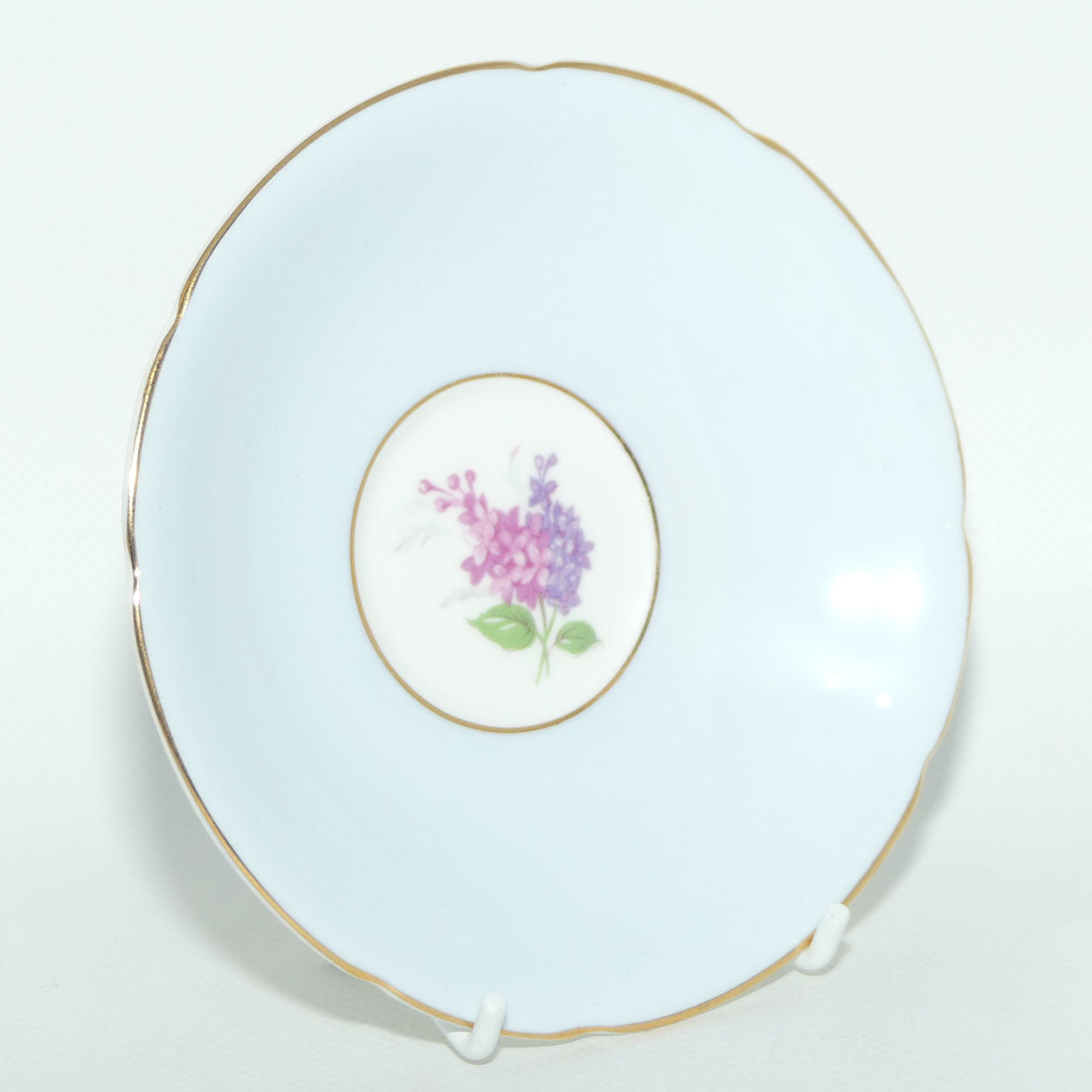 Old Royal Bone China Pale Blue trio | Lilac Flowers