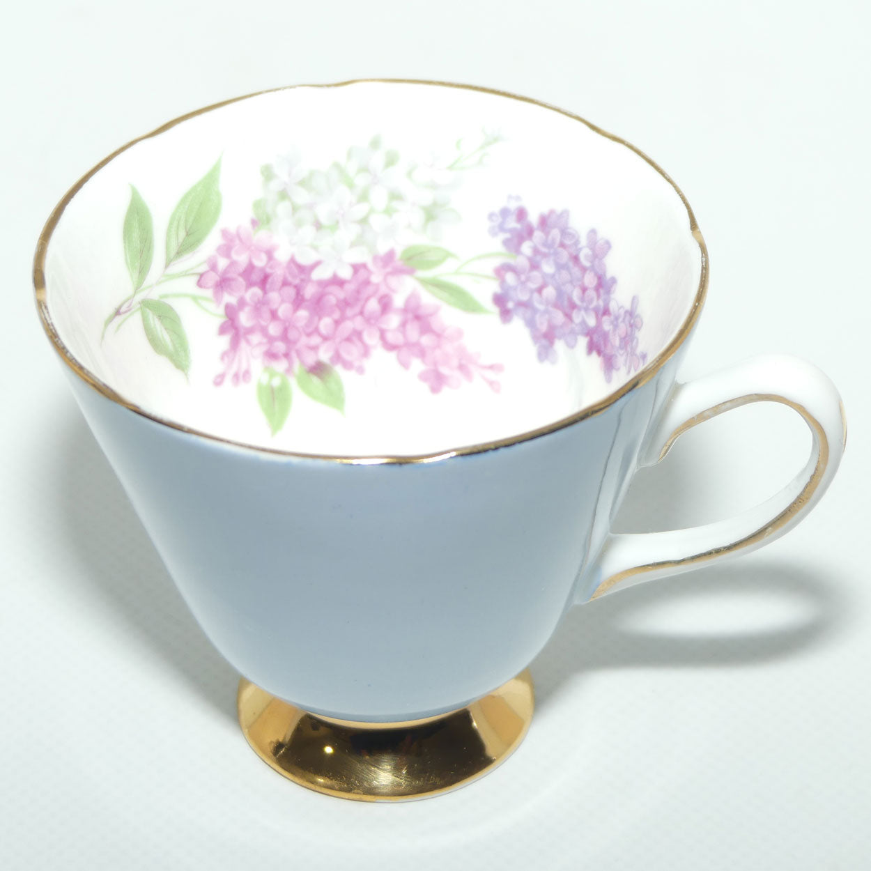 Old Royal Bone China Pale Blue trio | Lilac Flowers