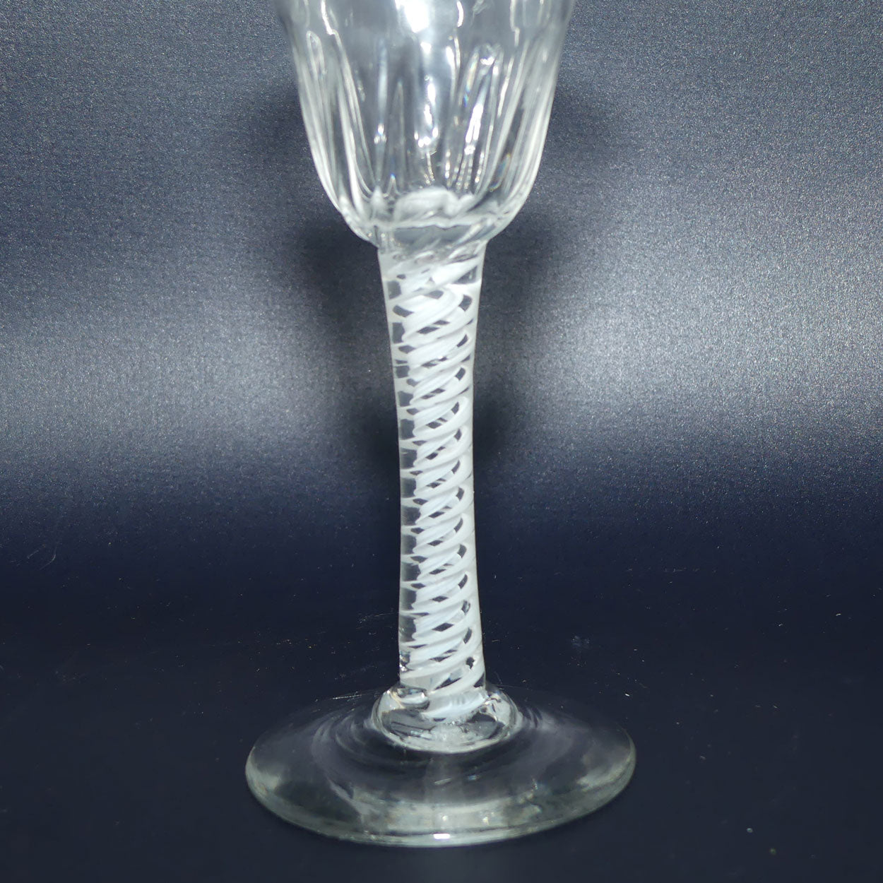 18th Century Georgian Wine Glass with Double Series Opaque Twist | Cotton twist stem | Petal Moulded bowl