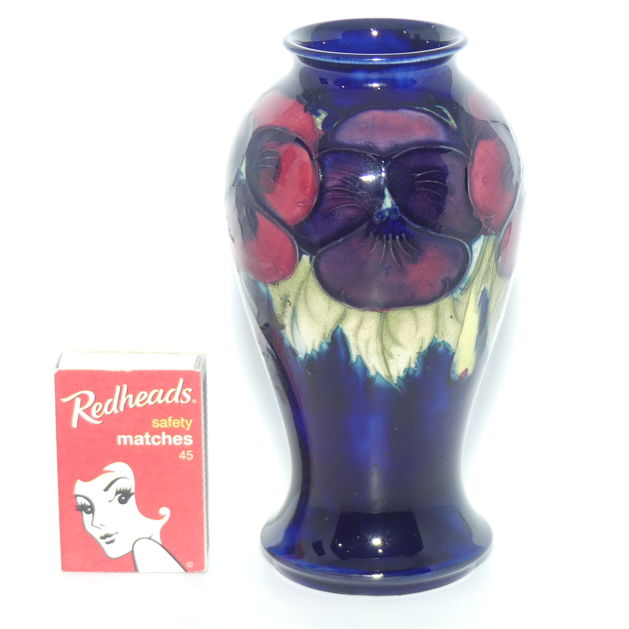William Moorcroft Pansy 46/5 vase | original paper label intact