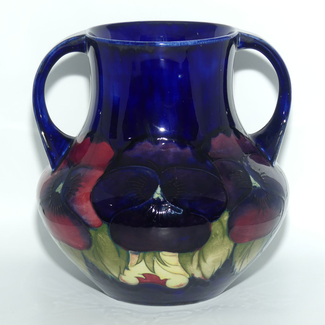 William Moorcroft Pansy 5/8 twin handled vase