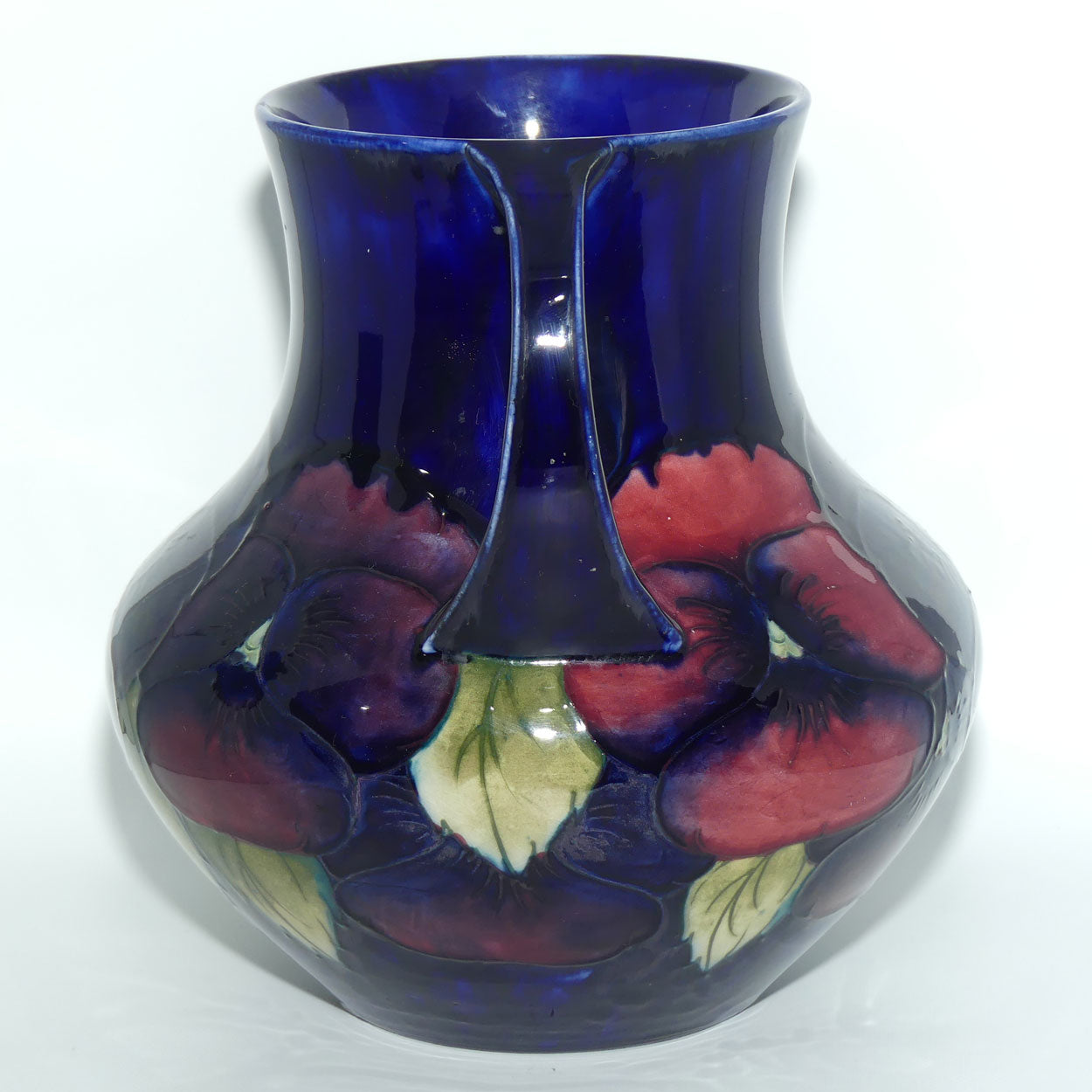 William Moorcroft Pansy 5/8 twin handled vase