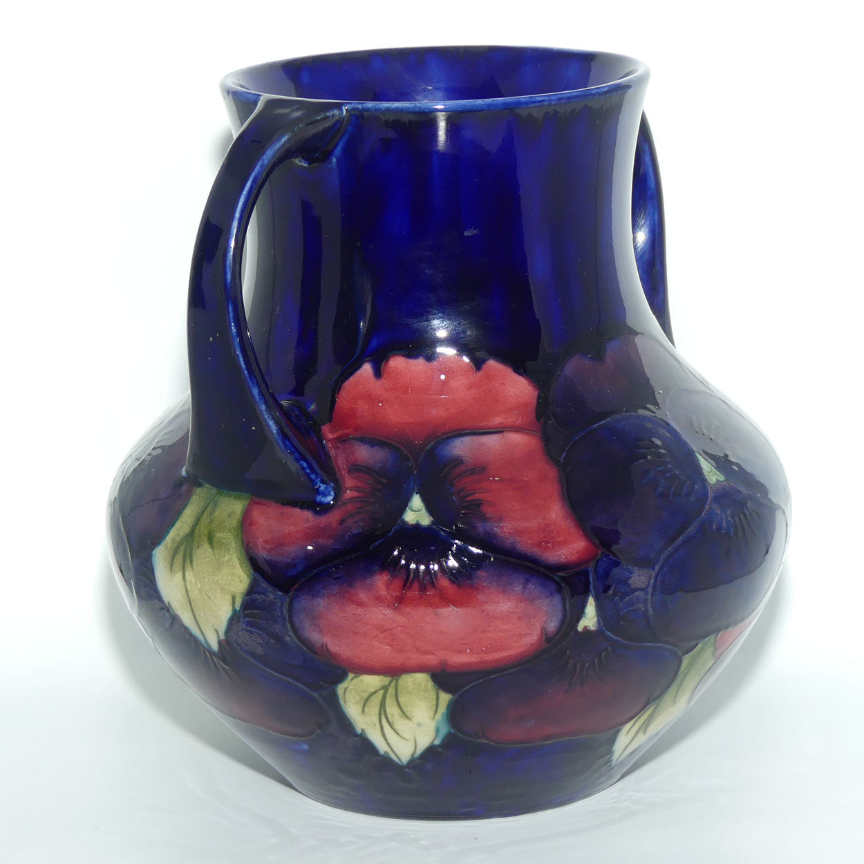 William Moorcroft Pansy 5/8 twin handled vase
