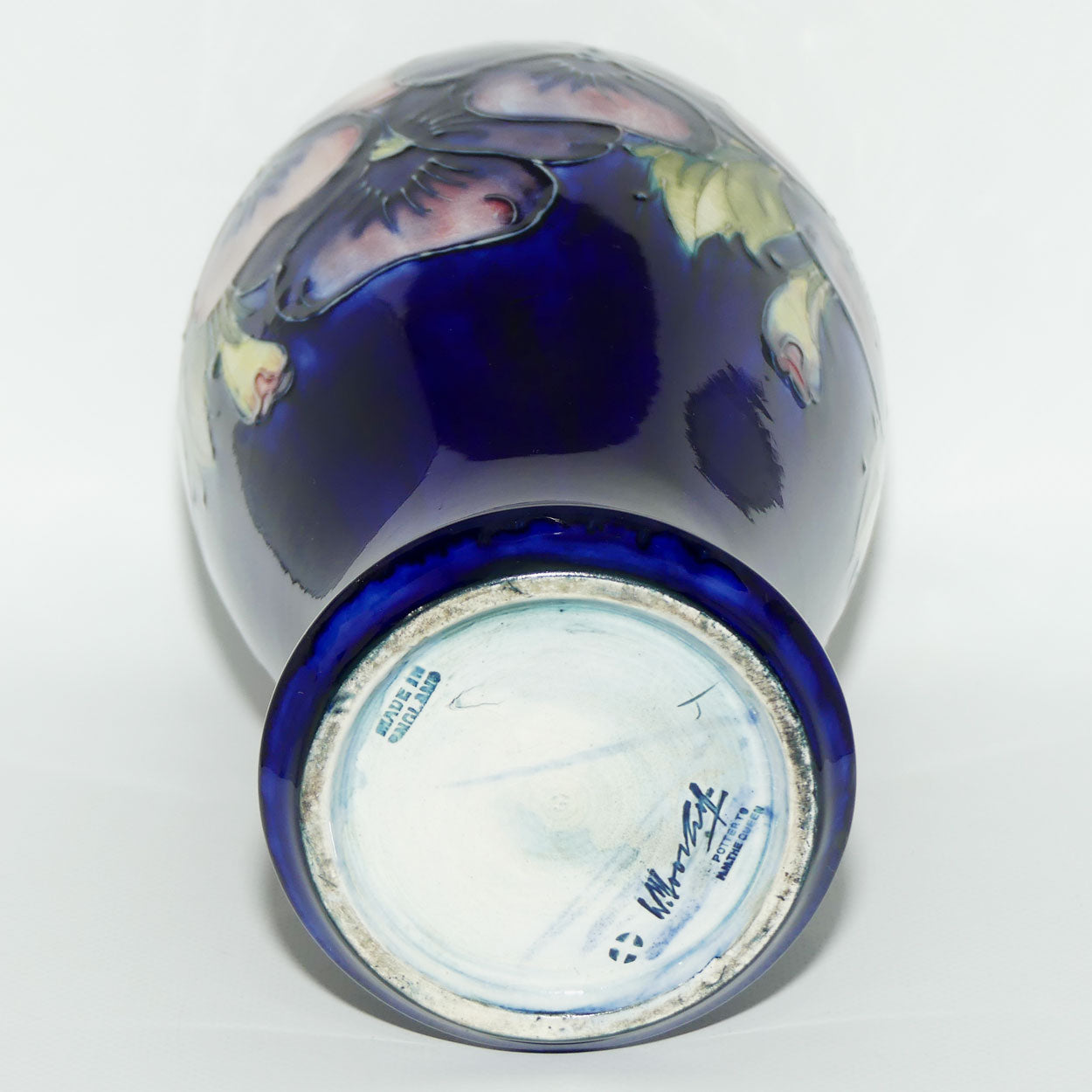 William Moorcroft Pansy tall bulbous vase