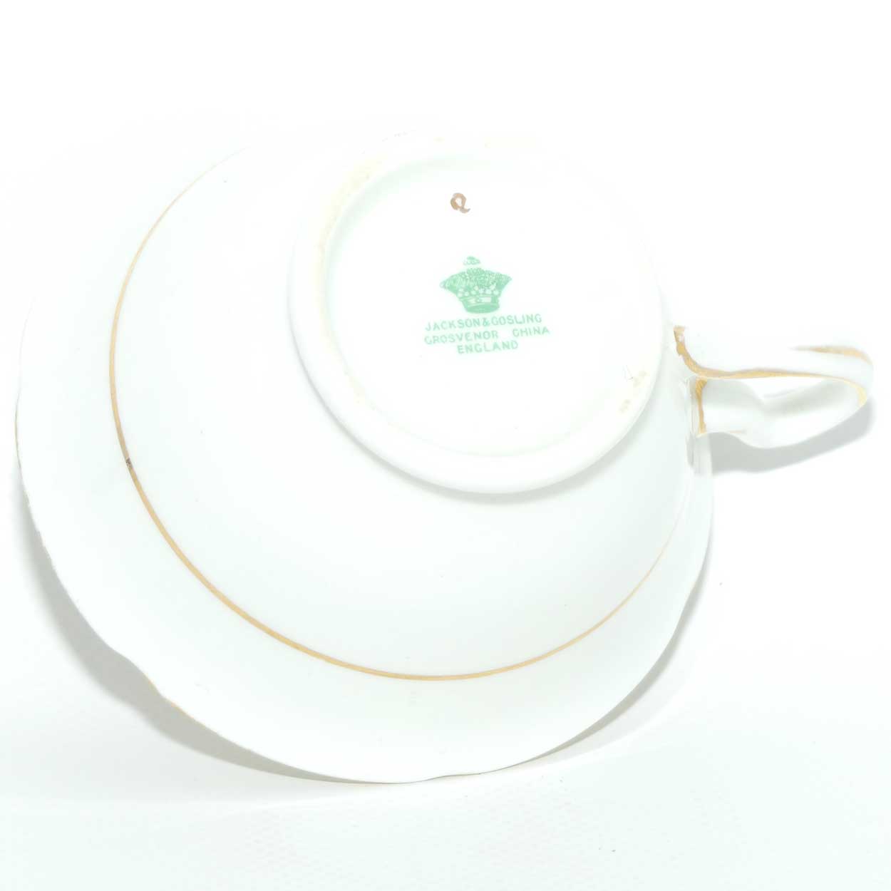 Jackson and Gosling Grosvenor China Pansy pattern trio