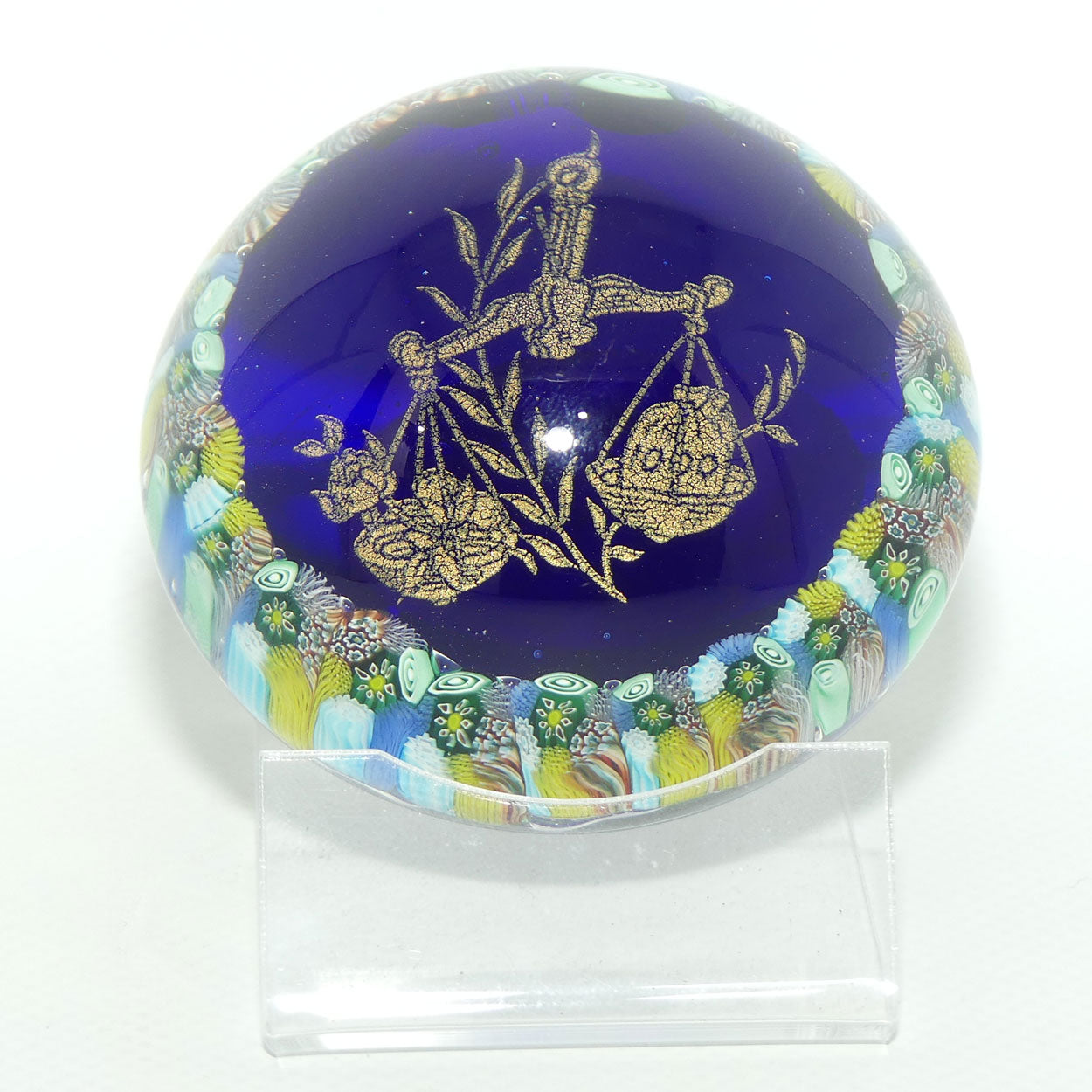 Vintage Murano Glass paperweight | Millefiori and Gilt Foil | 3 Fiori Murano