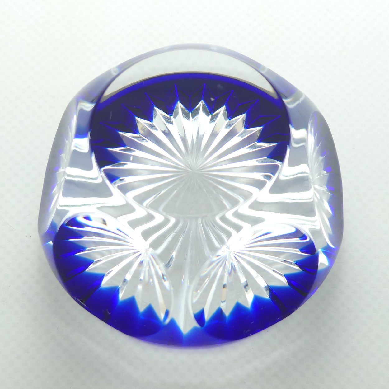 Baccarat France Facetted Blue and Clear Crystal paperweight