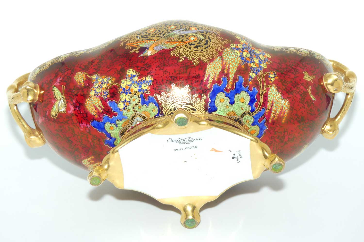 Carlton Ware Paradise Bird and Cloud gondola | Red Ground