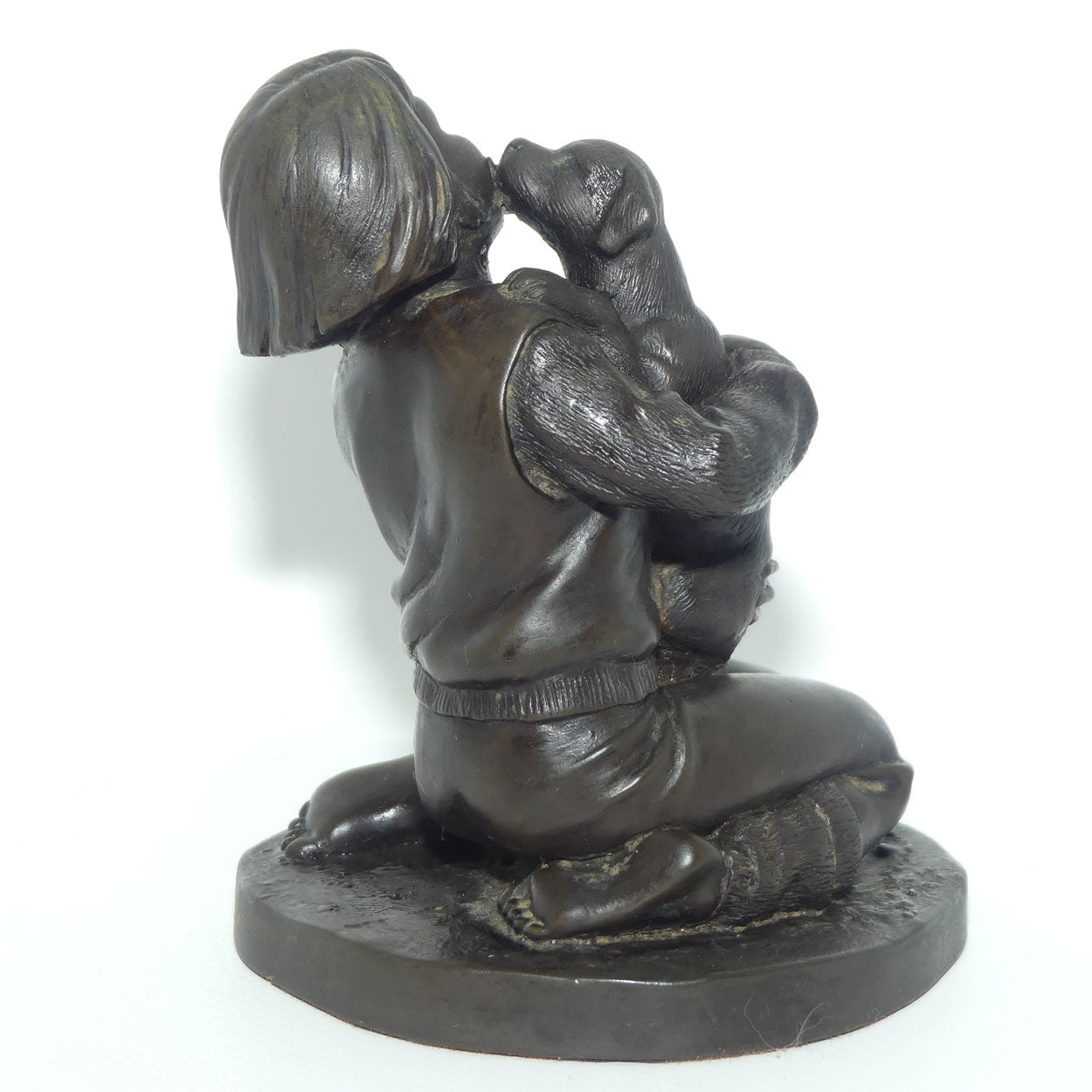 Heredities Cold Cast Bronze figure of a Girl with Puppy | Pauline Parsons