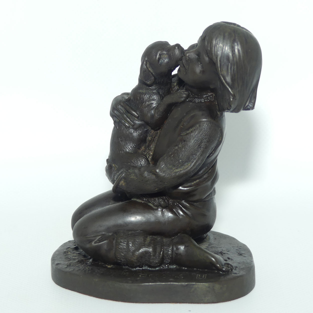 Heredities Cold Cast Bronze figure of a Girl with Puppy | Pauline Parsons