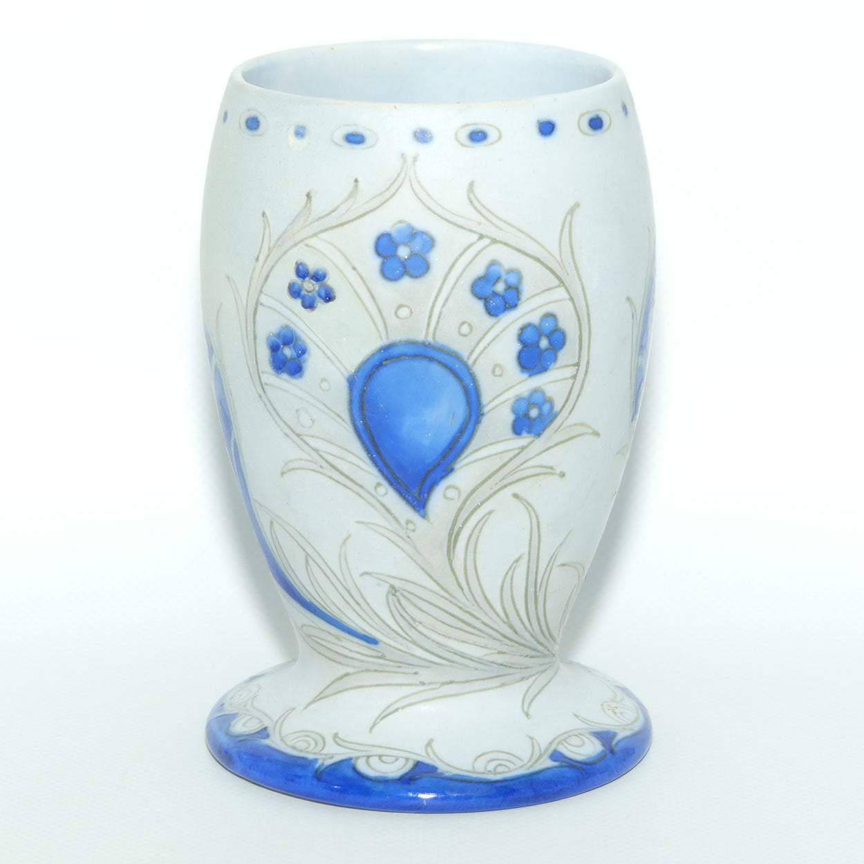 William Moorcroft Art Deco Peacock Feather vase | Salt Glaze