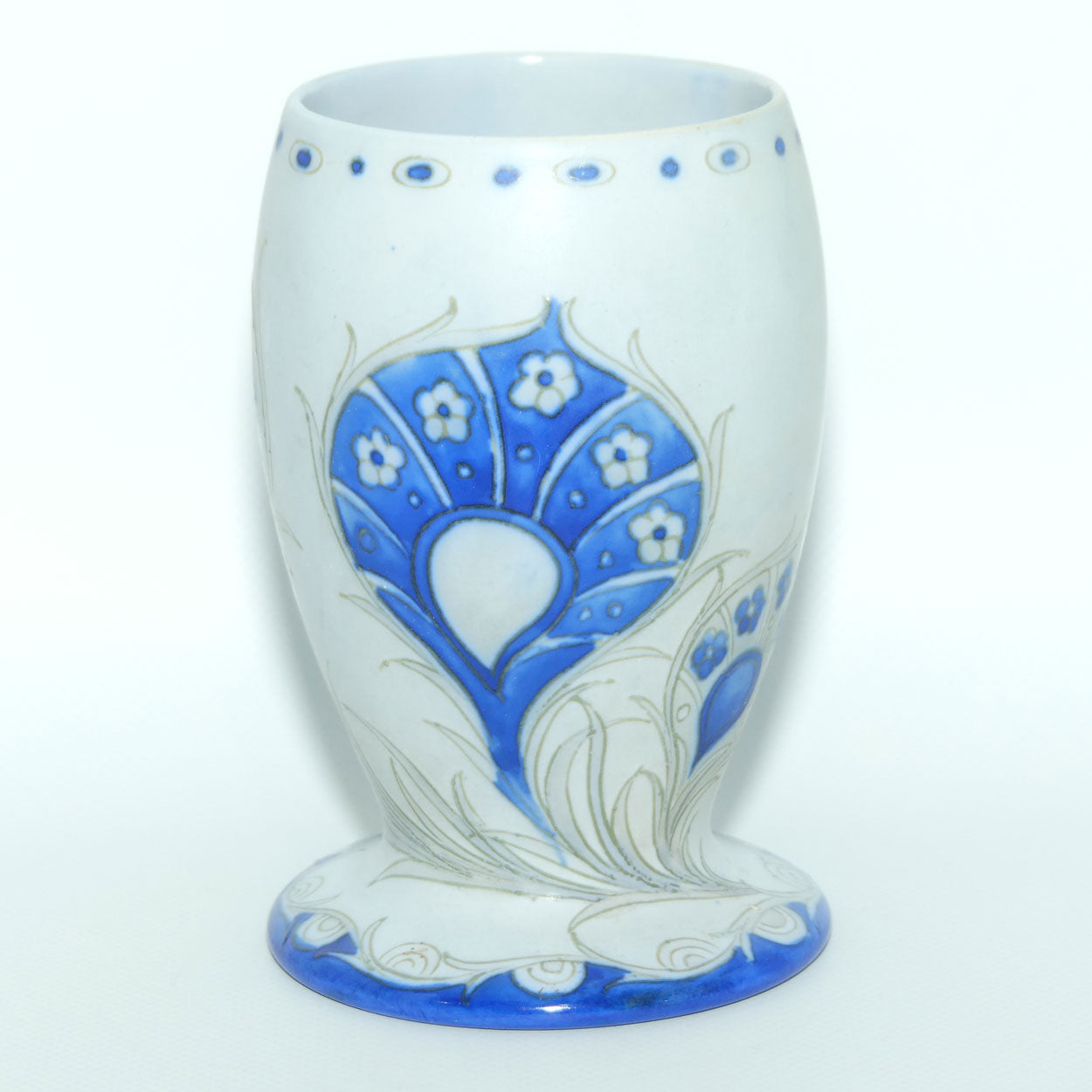 William Moorcroft Art Deco Peacock Feather vase | Salt Glaze