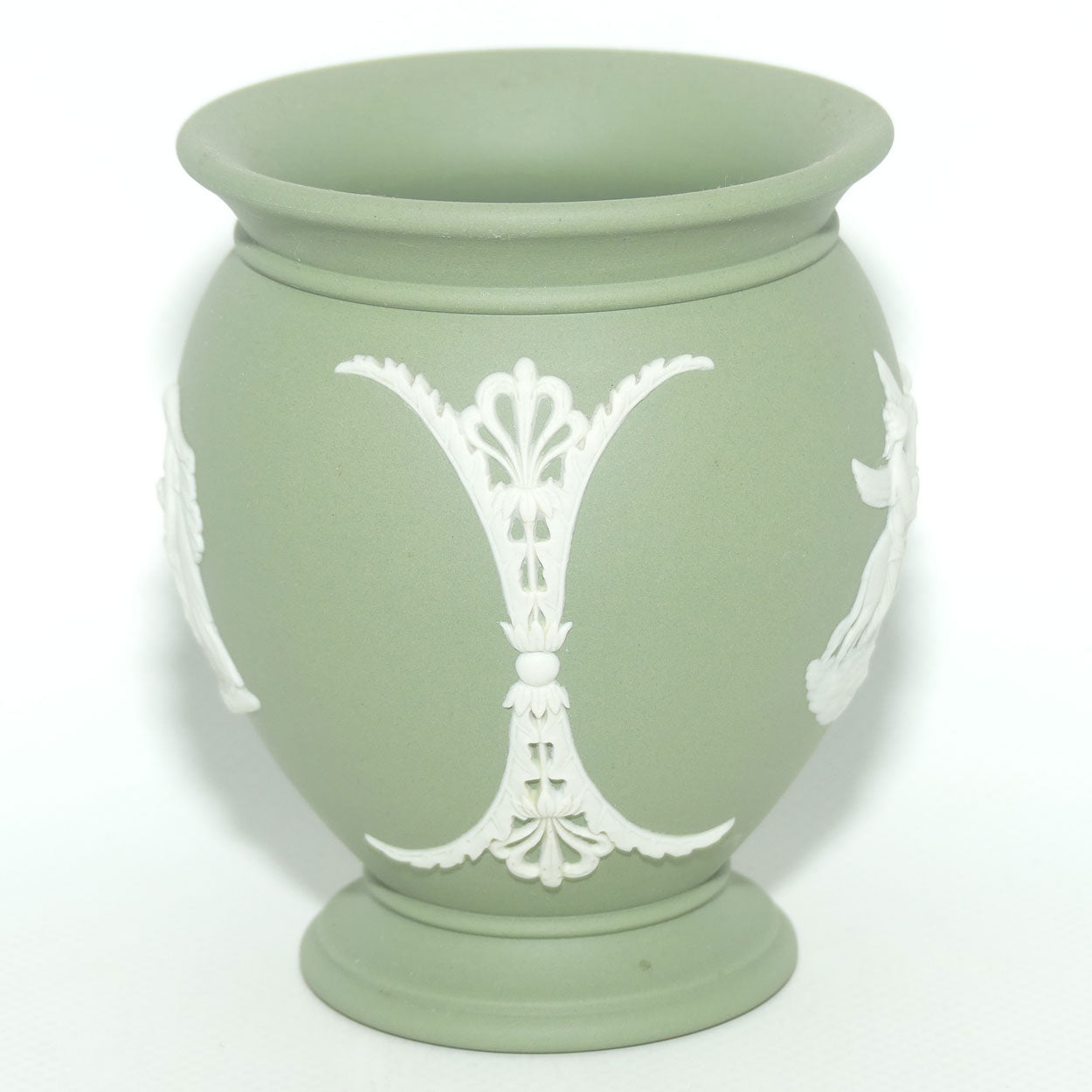 Wedgwood Jasper | White on Sage Green | Grecian Maidens and Pegasus vase