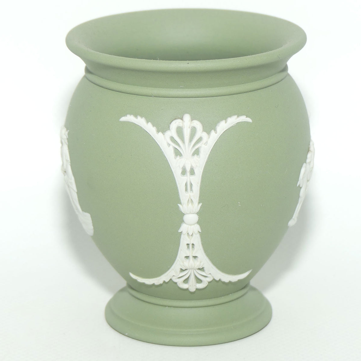 Wedgwood Jasper | White on Sage Green | Grecian Maidens and Pegasus vase