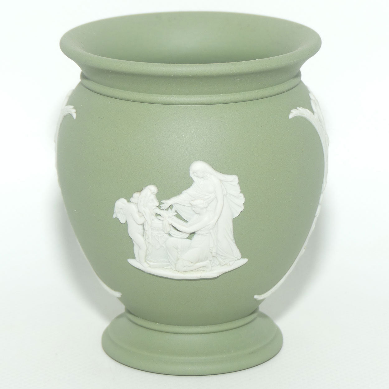 Wedgwood Jasper | White on Sage Green | Grecian Maidens and Pegasus vase