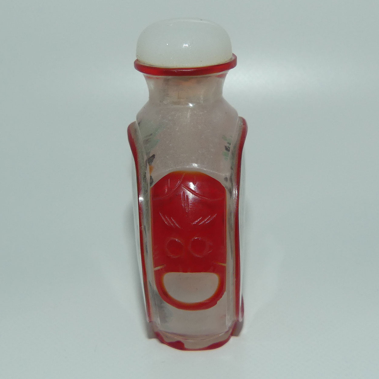 Peking Glass Red and Clear Reverse Painted double scene Snuff Bottle