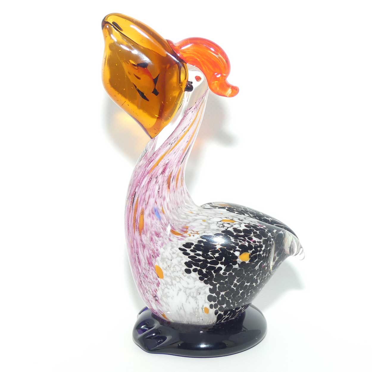 Studio Art Glass Pelican with Fish in Beak