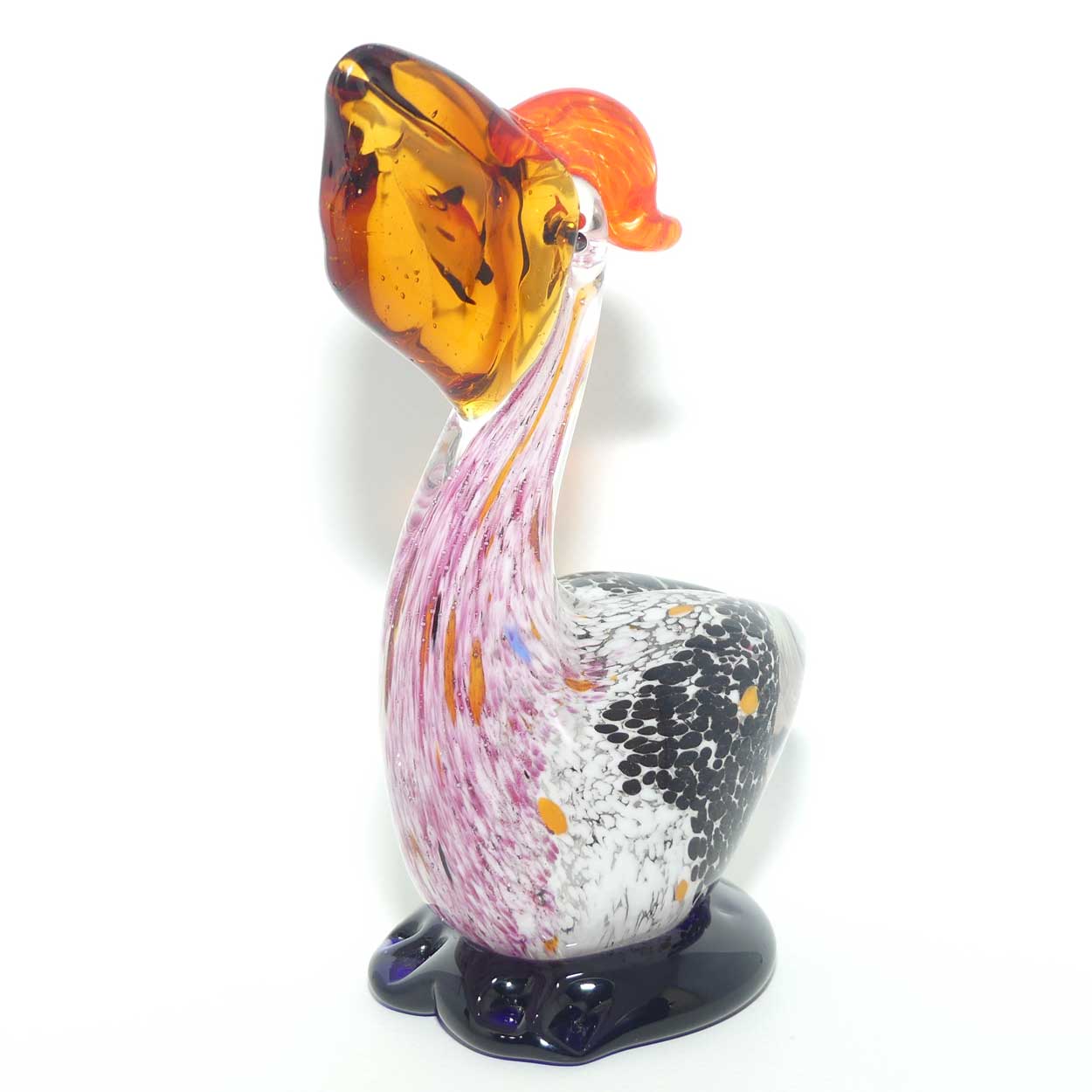 Studio Art Glass Pelican with Fish in Beak