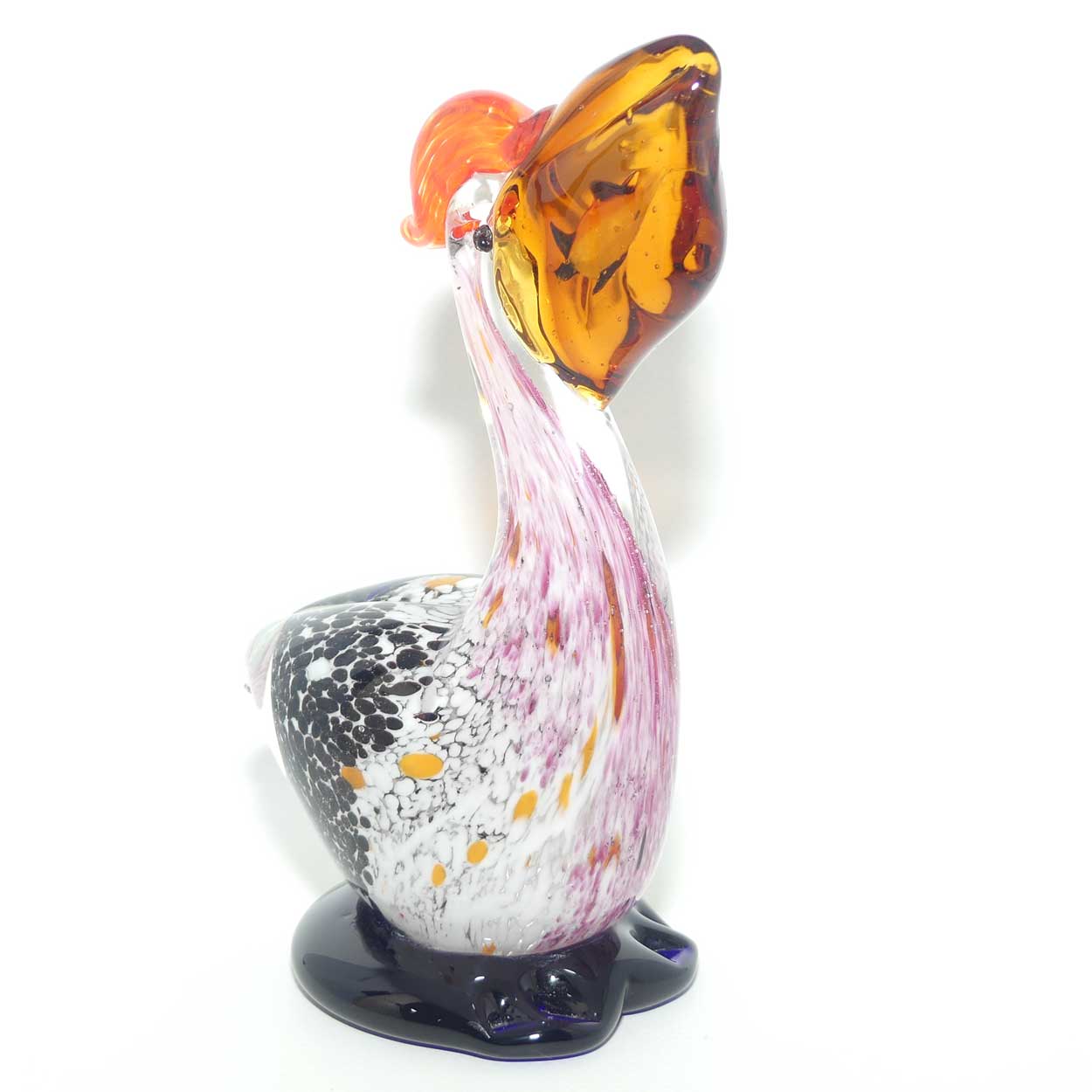 Studio Art Glass Pelican with Fish in Beak