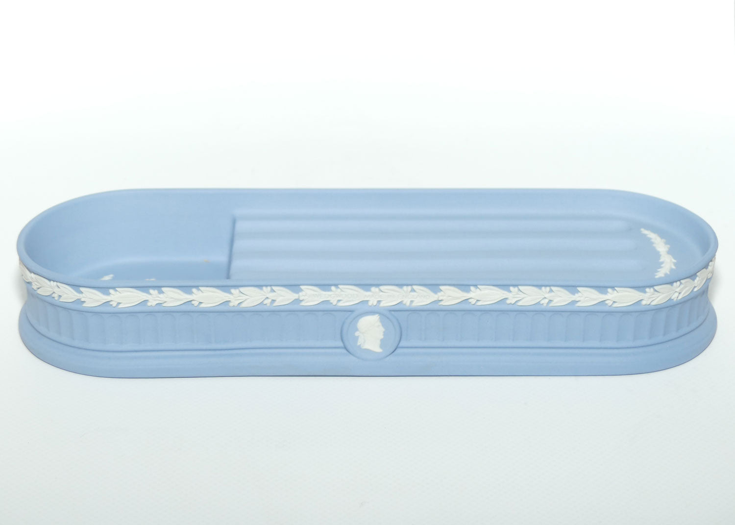 Wedgwood Jasper | White on Pale Blue | desk pen tray