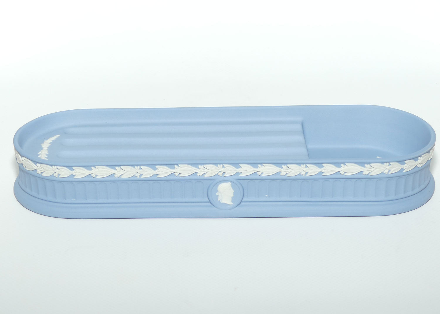 Wedgwood Jasper | White on Pale Blue | desk pen tray