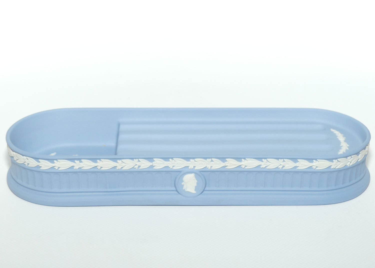 Wedgwood Jasper | White on Pale Blue | desk pen tray