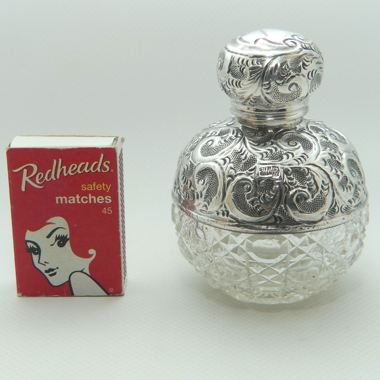 Sterling Silver and Cut Crystal perfume or cologne bottle | London 1911