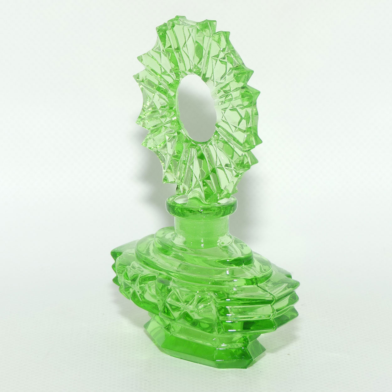 Art Deco Green Glass perfume bottle | Czech
