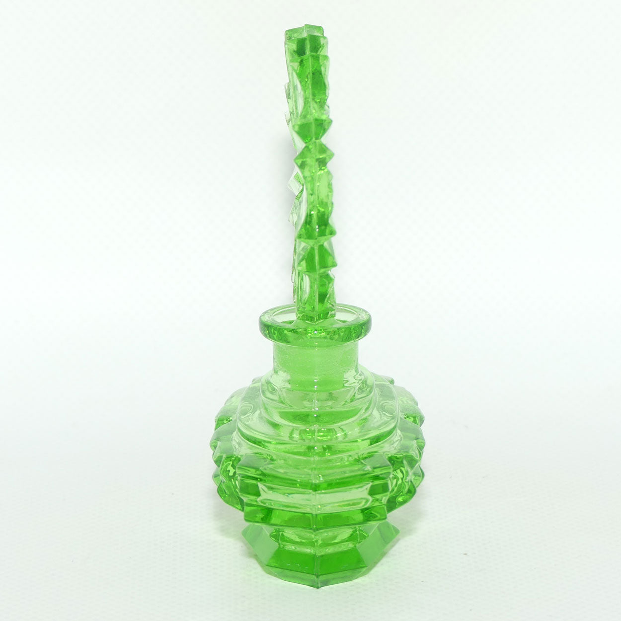 Art Deco Green Glass perfume bottle | Czech
