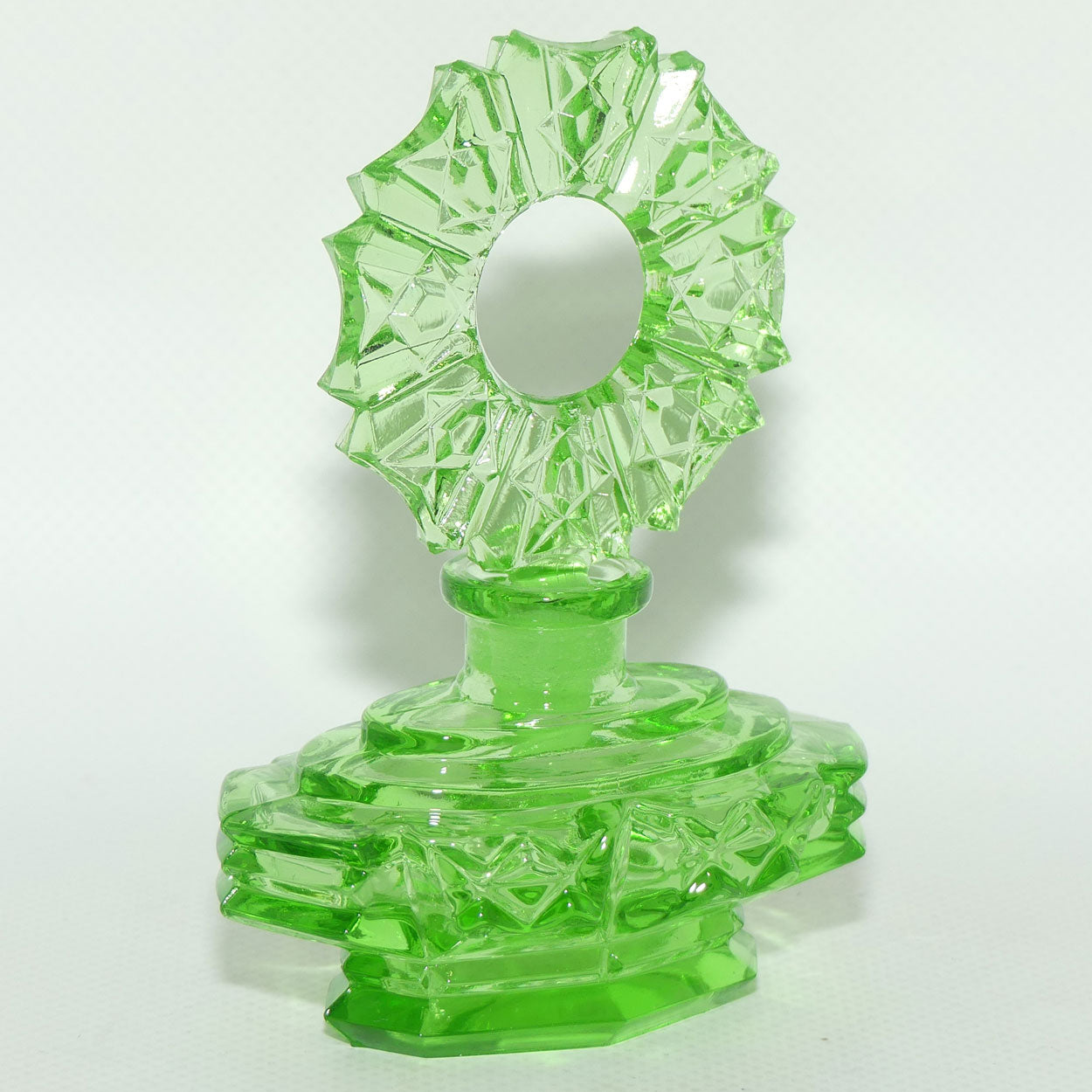 Art Deco Green Glass perfume bottle | Czech