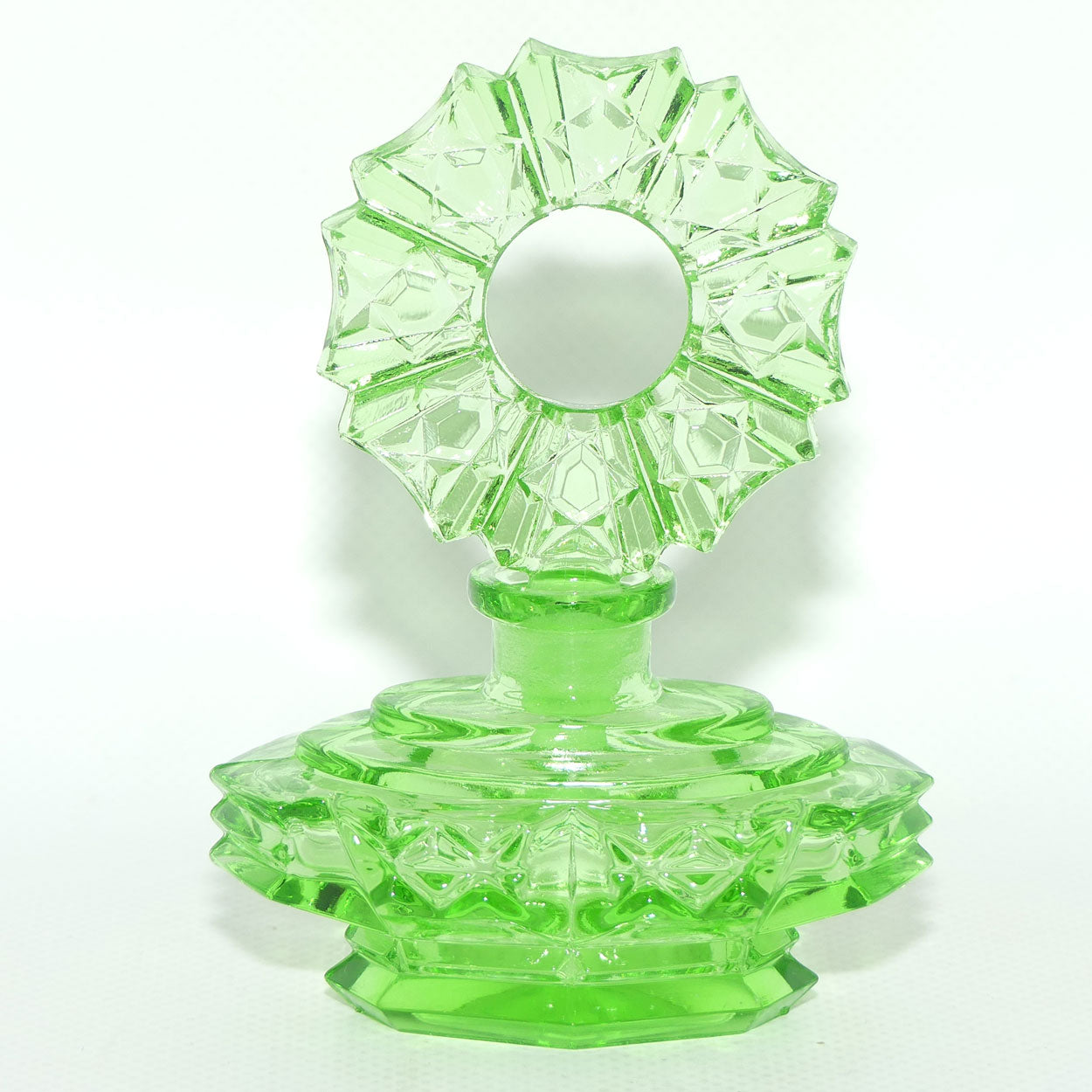 Art Deco Green Glass perfume bottle | Czech