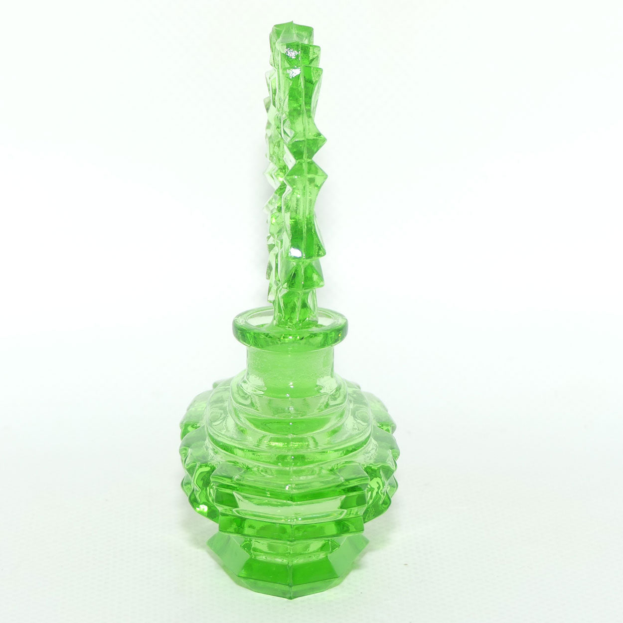 Art Deco Green Glass perfume bottle | Czech
