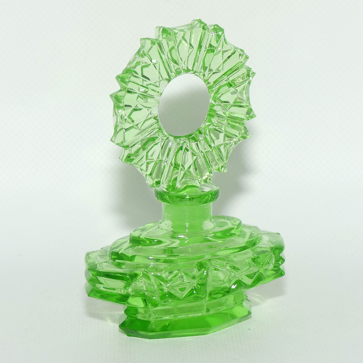 Art Deco Green Glass perfume bottle | Czech