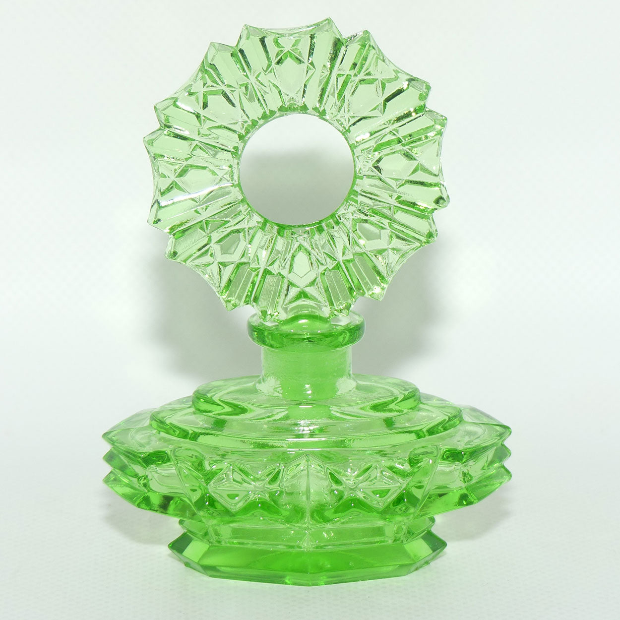 Art Deco Green Glass perfume bottle | Czech